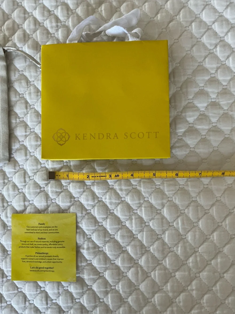 Kendra Scott Yellow Gift Bag with Cream Dust Pouch